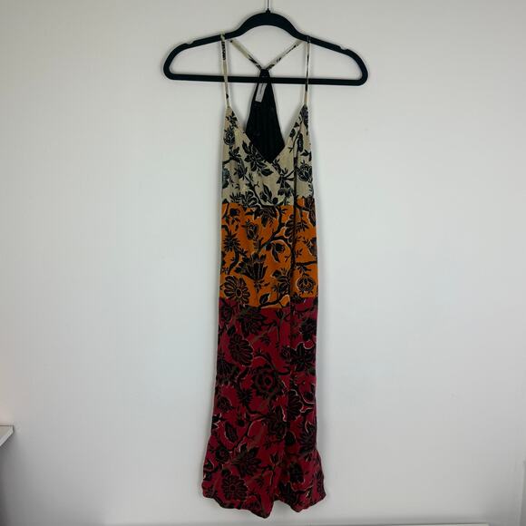 Vero Moda Womens Tanja Sleeveless V-Neck Colorblock Red/Orange Maxi Dress Small - Picture 1 of 10